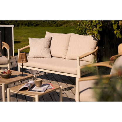 Abela Set lounge, aluminiu/lemn artificial/poliester/PE ratan, folosit la exterior