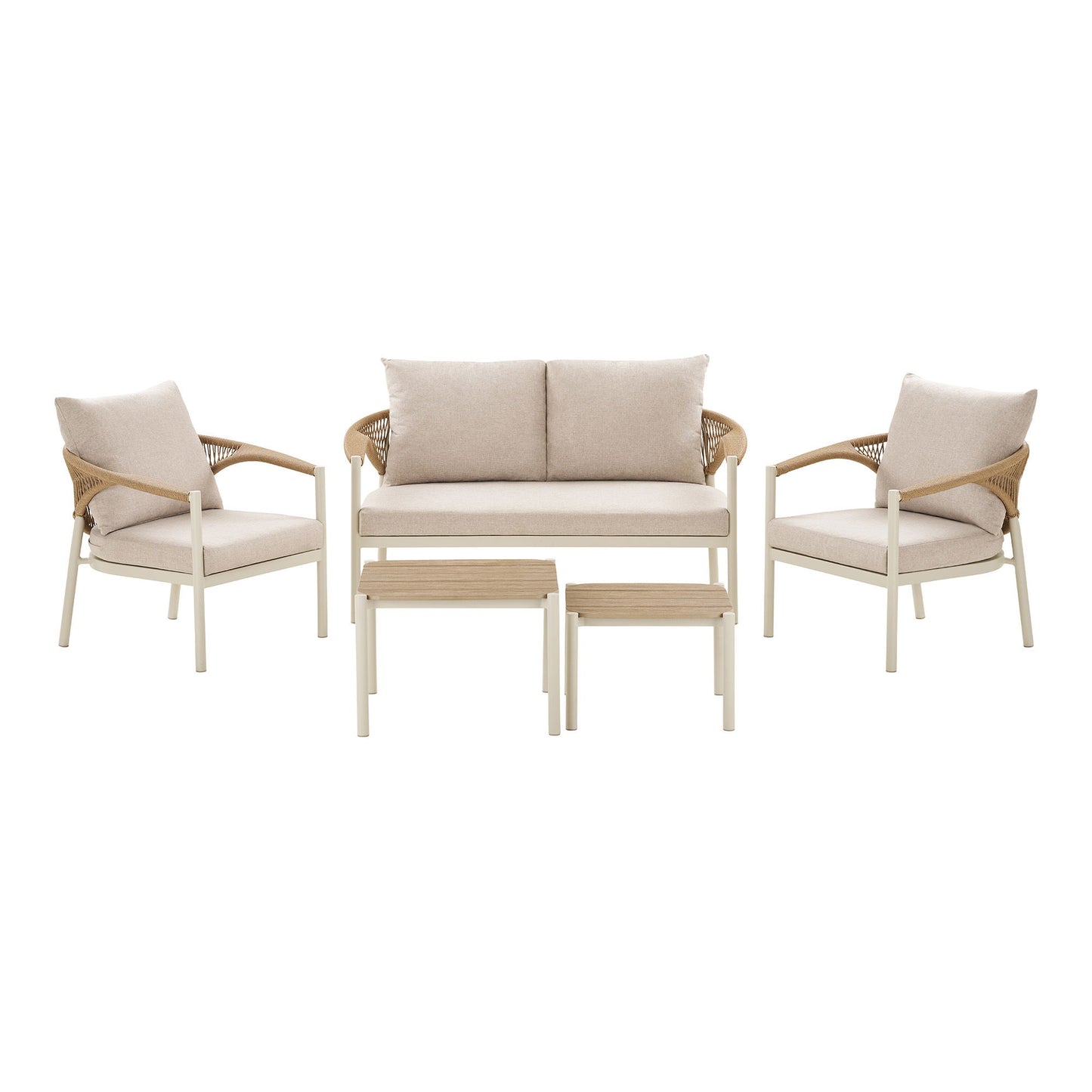 Abela Set lounge, aluminiu/lemn artificial/poliester/PE ratan