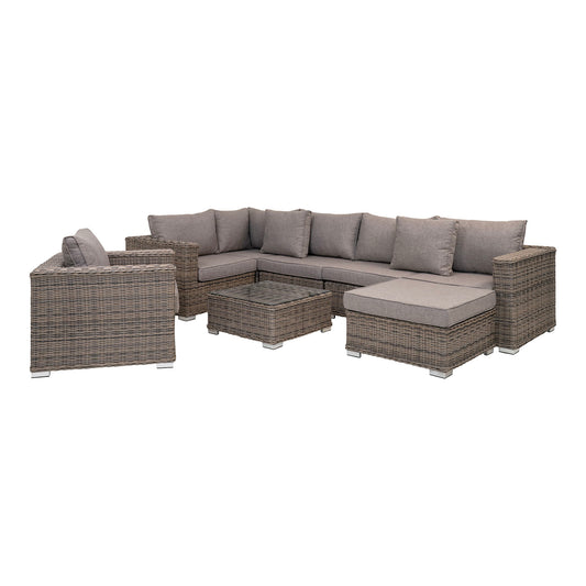 Calvi Set lounge, poliratan, gri kubu, incl. perne