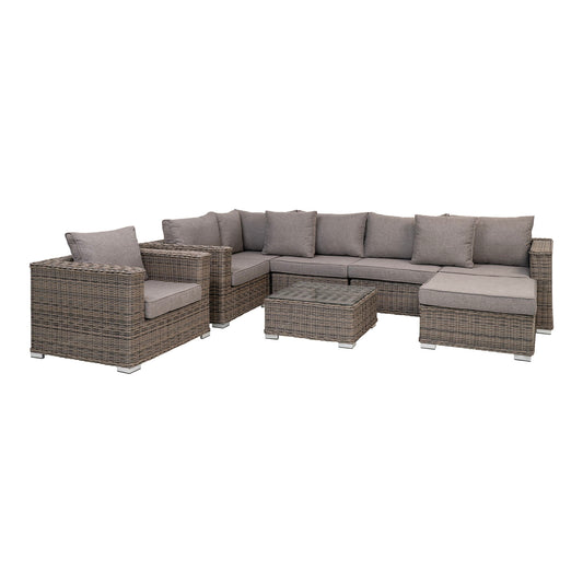 Calvi Set lounge, poliratan, gri kubu, incl. perne