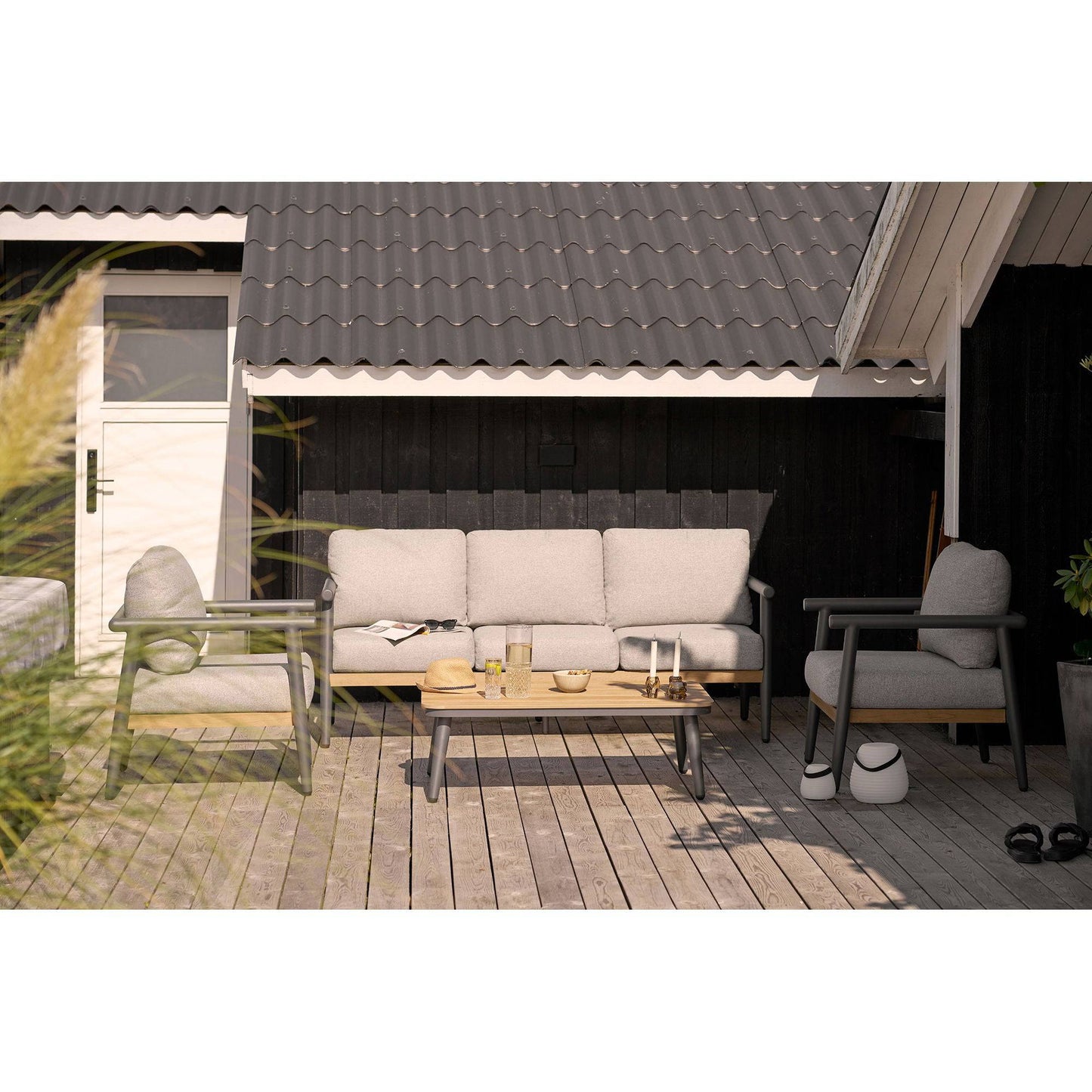 Comillas Set lounge, aluminiu, gri antracit, incl. perne