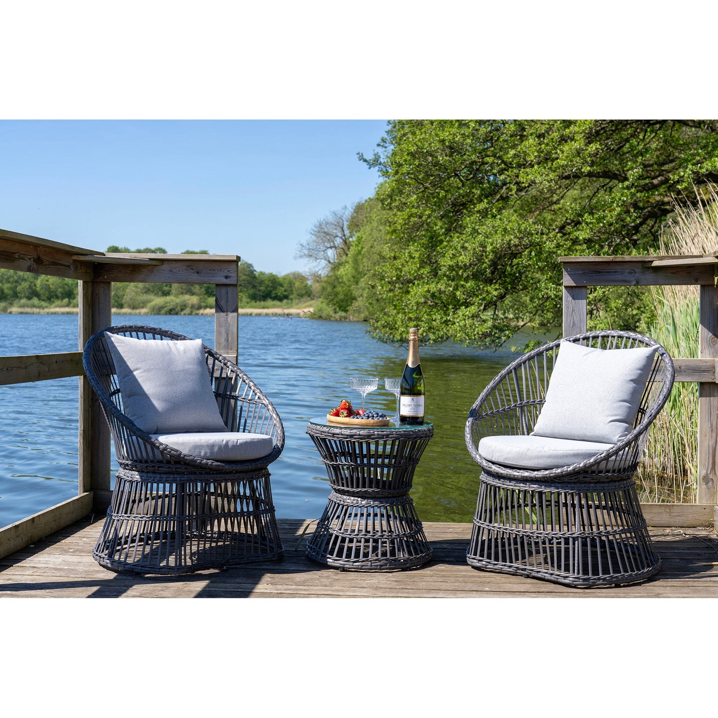 Natal Set lounge, ratan, gri, incl. perne