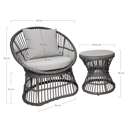 Natal Set lounge, ratan, gri, incl. perne