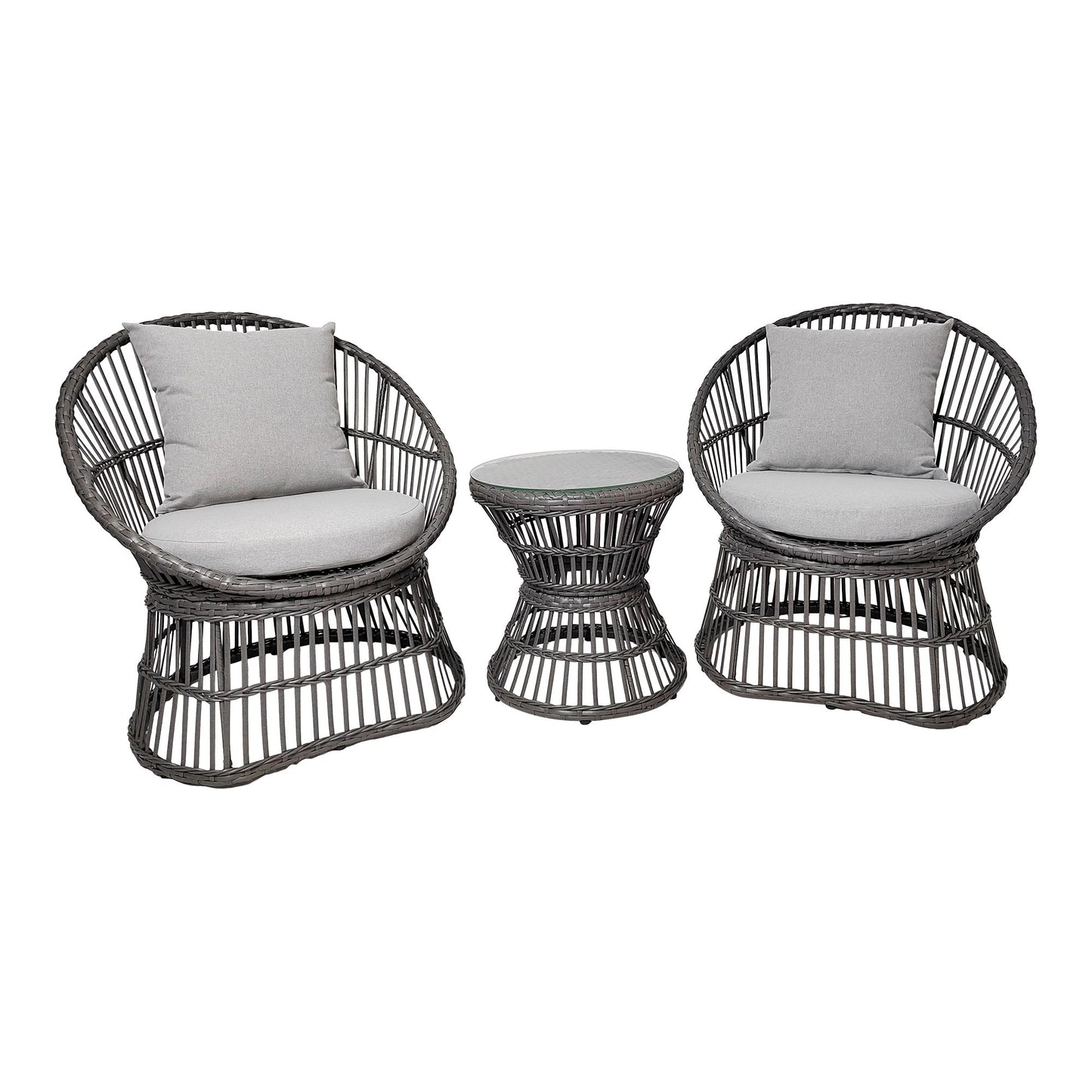 Natal Set lounge, ratan, gri, incl. perne