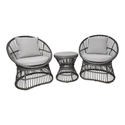 Natal Set lounge, ratan, gri, incl. perne