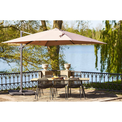 Umbrela suspendata cu baza parasolar, stalp din aluminiu, nisipiu 295x295 cm