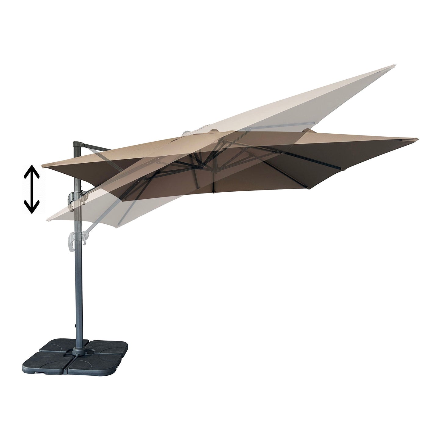Umbrela suspendata cu baza parasolar, stalp din aluminiu, nisipiu 295x295 cm
