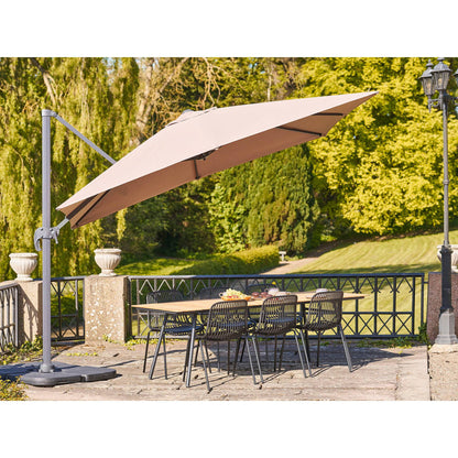 Umbrela suspendata cu baza parasolar, stalp din aluminiu, nisipiu 295x295 cm