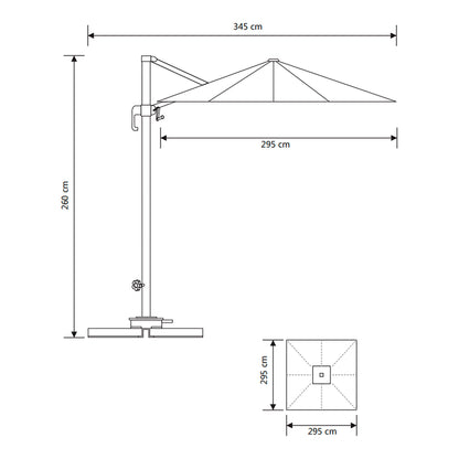 Umbrela suspendata cu baza parasolar, stalp din aluminiu, nisipiu 295x295 cm