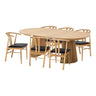Set dining pentru 6 persoane Osaka & Artenara, cu masă din stejar nagural si scaune tapițate