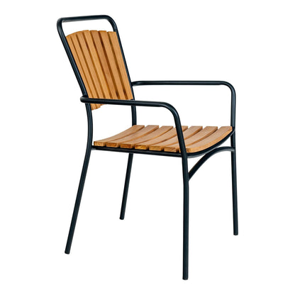 scaun de dining din tec cu cadru negru