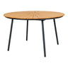 Masa de dining cu blat din tec, cu picioare negre ø130x74 cm