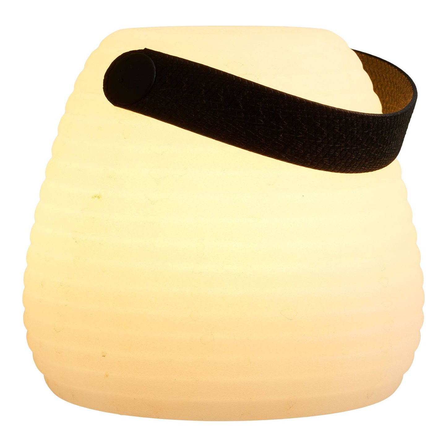 Lampa cu curea maro, pe fundal alb