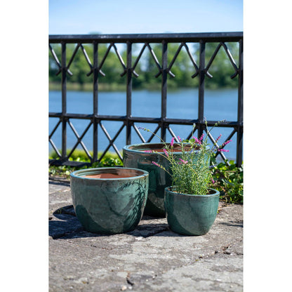 ghivece din ceramica glazurata verde