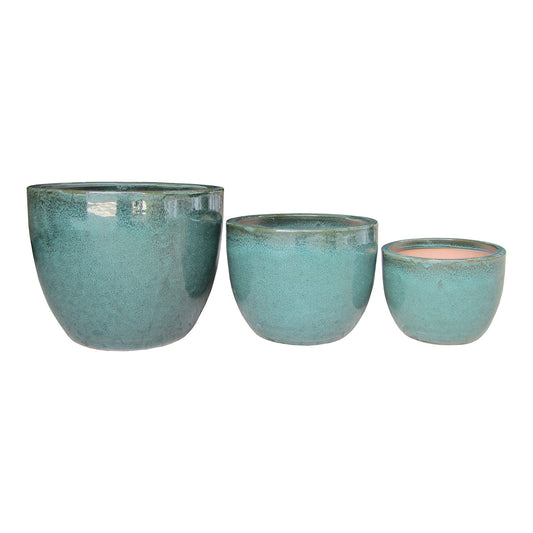 ghivece din ceramica glazurata verde