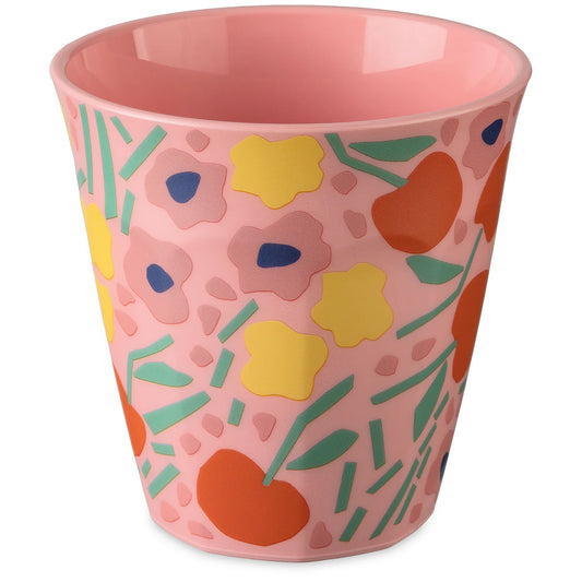 pahar roz cu imprimeu floral