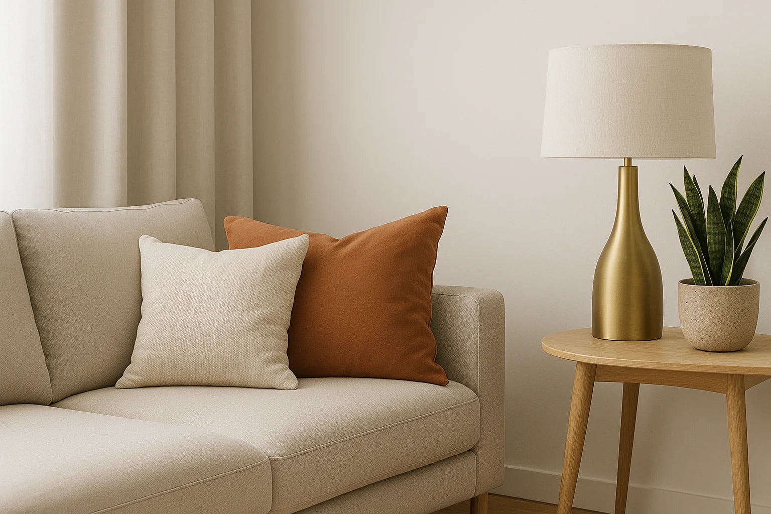 Poza cu sufragerie moderna si elemente de decor - lampa si ghiveci