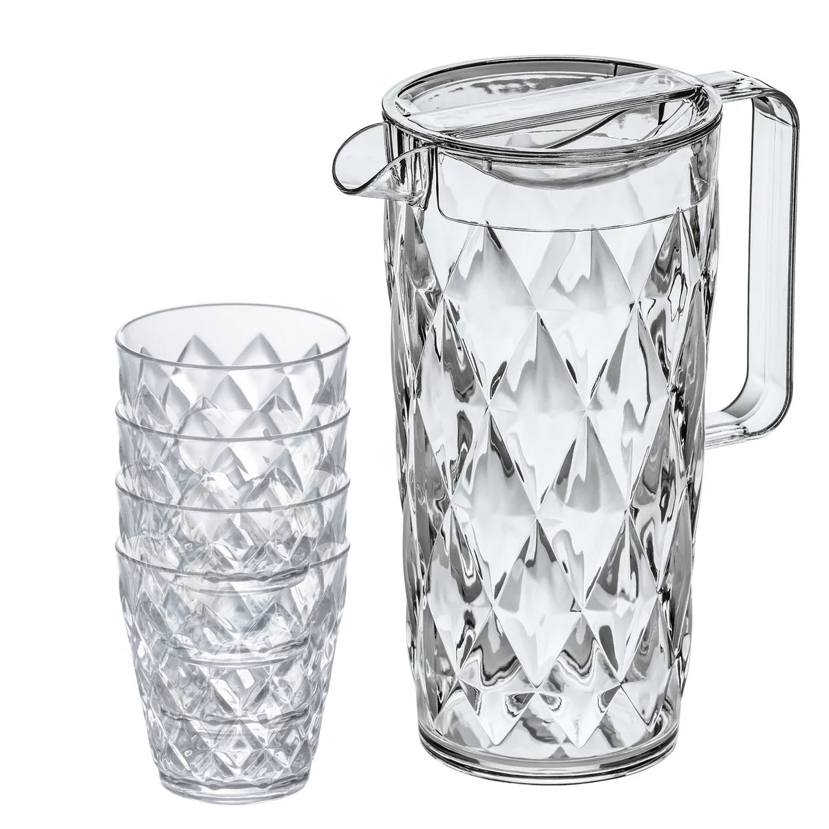 Set carafă 1.6 l și 4 pahare rezistente 250 ml Koziol Crystal