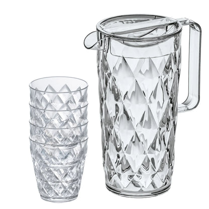 Set carafă 1.6 l și 4 pahare rezistente 250 ml Koziol Crystal