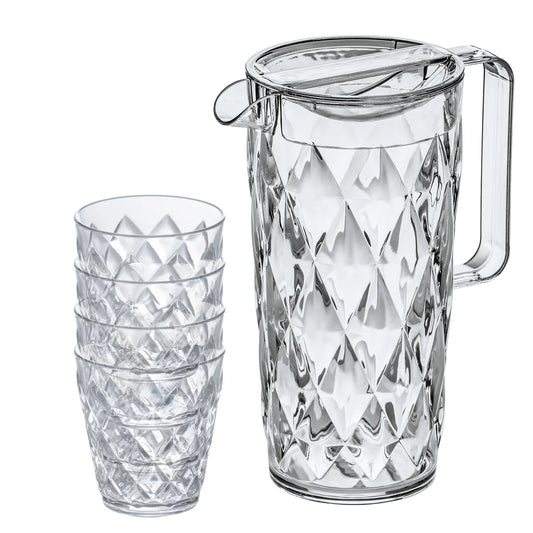 Set carafă 1.6 l și 4 pahare rezistente 250 ml Koziol Crystal
