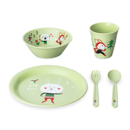 Set veselă ergonomică pentru copii Koziol HOP ON/VERY VERY AT HOME - 5 piese fara BPA