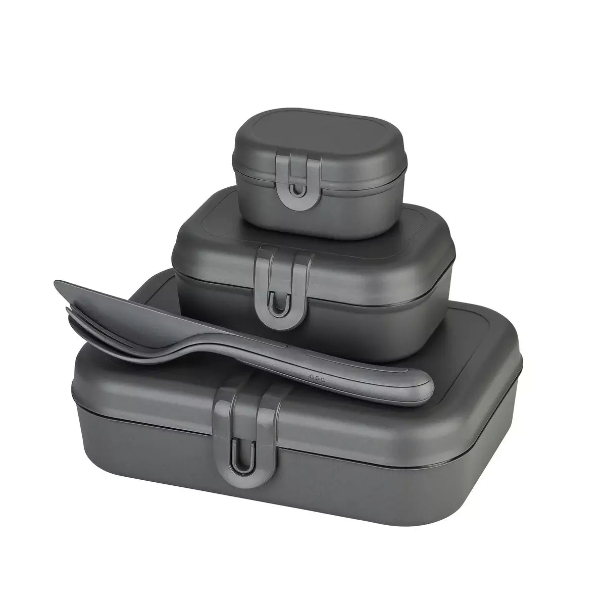 Set complet pentru pranz Koziol PASCAL READY – caserole modulare cu tacâmuri incluse
