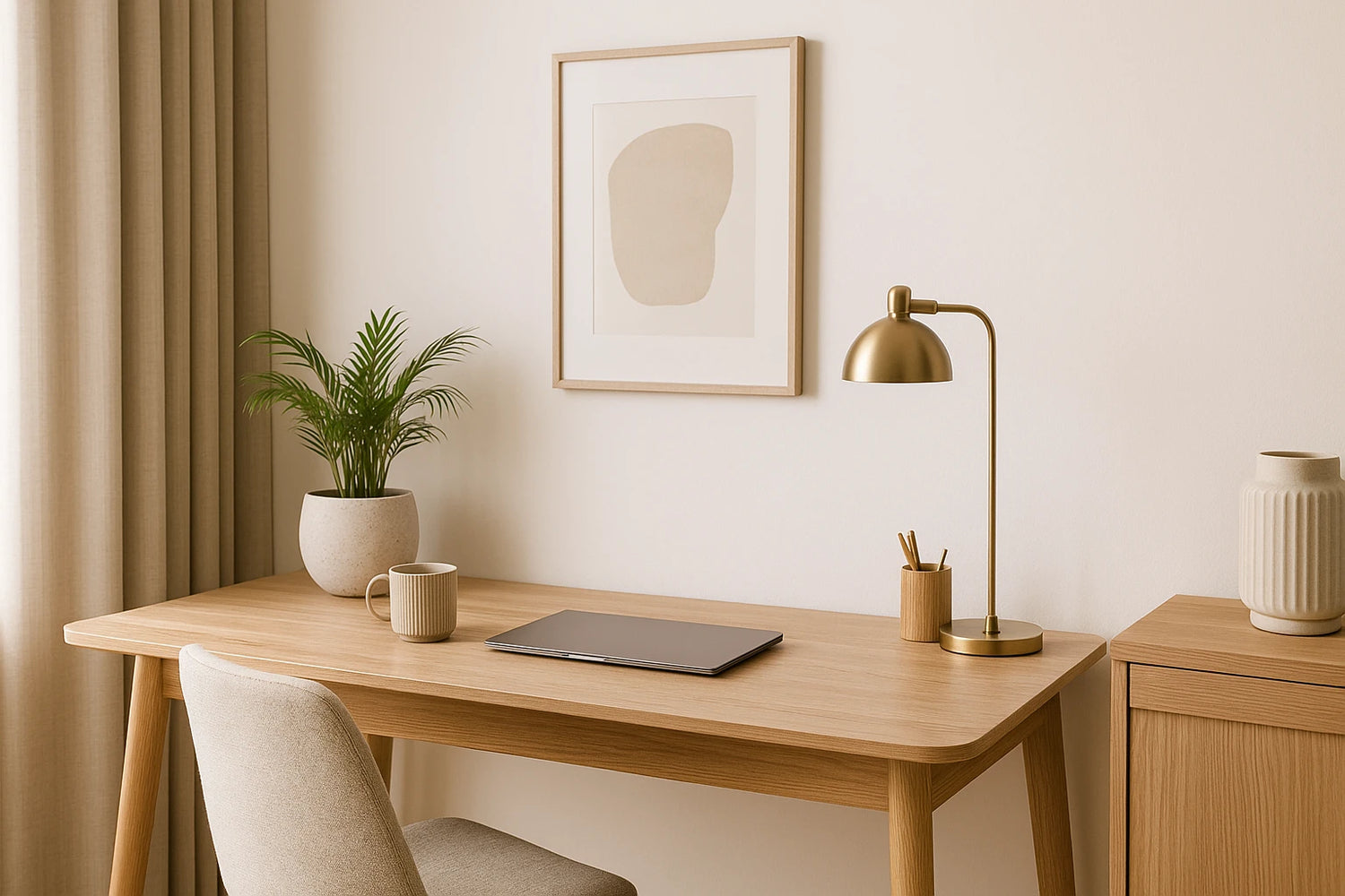 Sufragerie moderna, cu lampa de birou si vaza decorativa