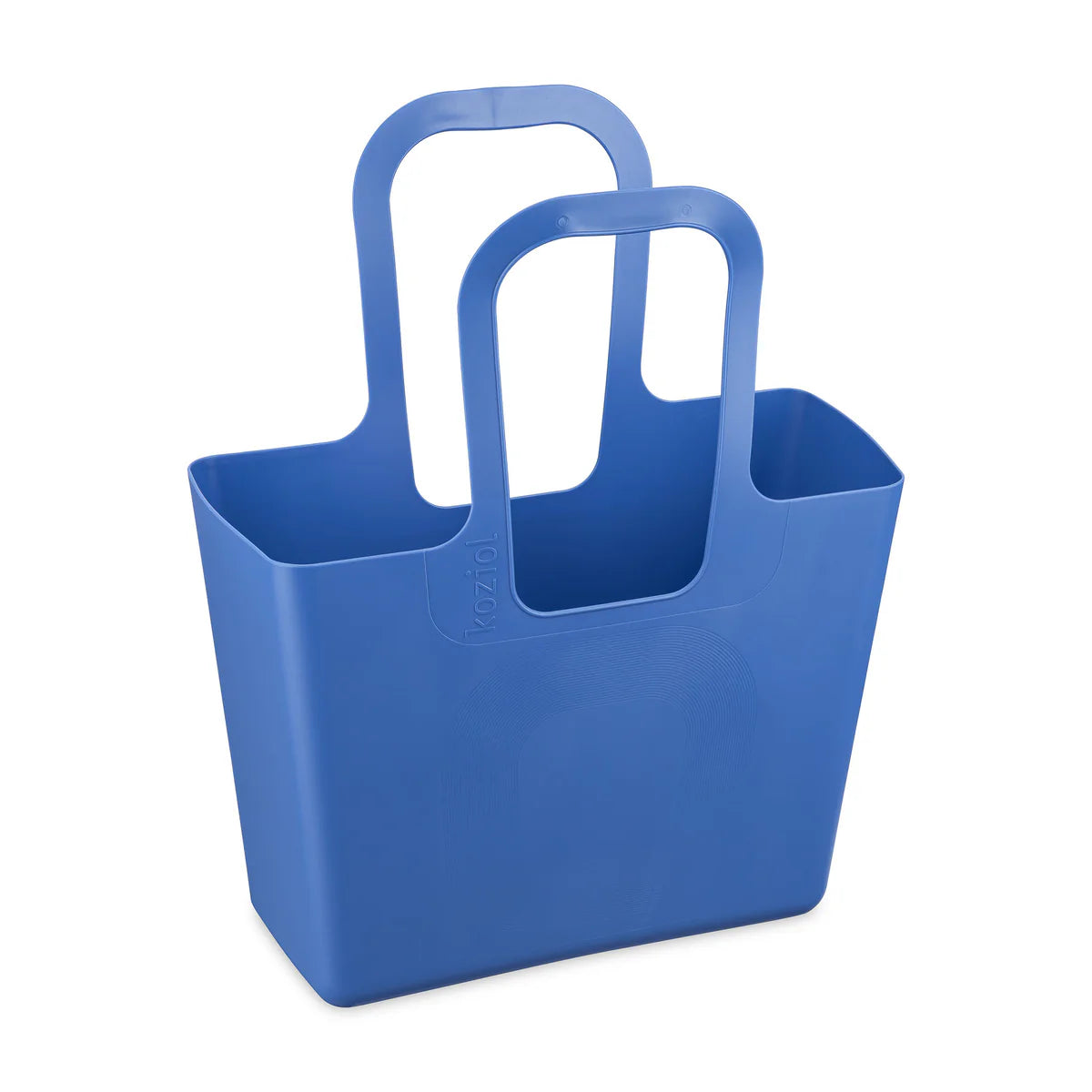 Geanta pentru cumparaturi mare Koziol XL Strong Blue, cu manere, pe fundal alb