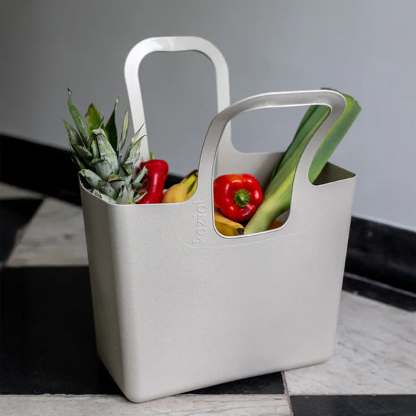 Geanta pentru cumparaturi Koziol XL, bej, cu manere, folosita pentru legume si fructe