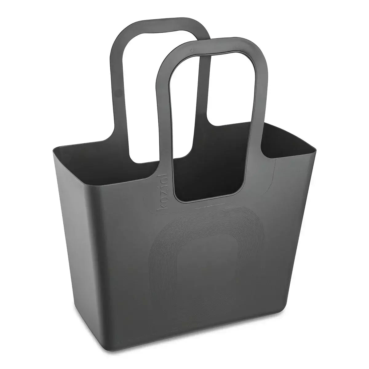 Geanta pentru cumparaturi mare Koziol XL Ash Grey, cu manere, pe fundal alb