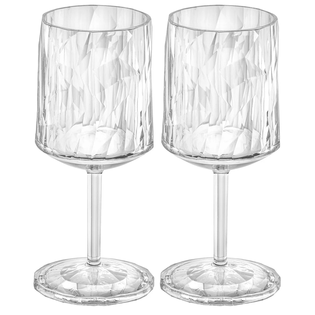 Set de doua pahare pentru vin alb, incasabile, Koziol Superglass no.9, pe fundal alb